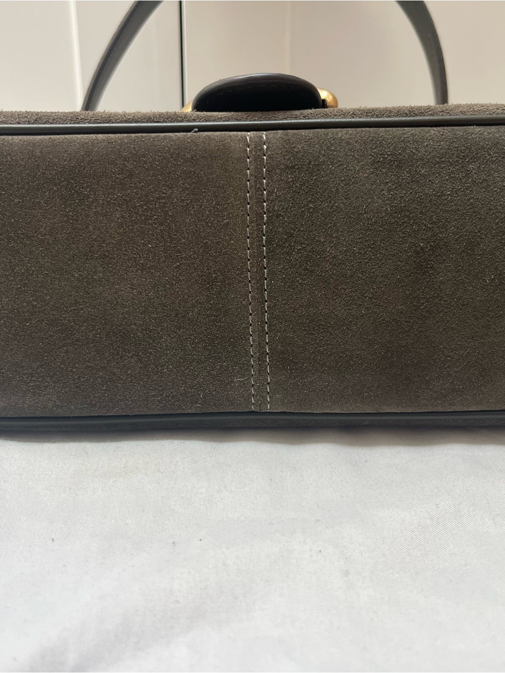 Coach Soft Tabby Olive Green Suede Shoulder Bag with Gold Hardware - Picture 6 of 10